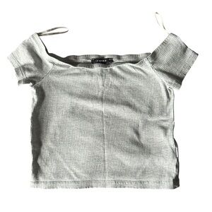 Gray Off-the-Shoulder Ribbed Crop Top - Forever 21 Size Small